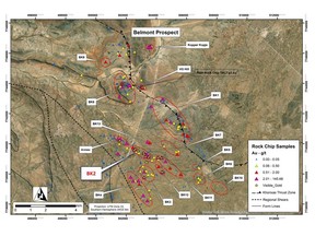 Figure 1: Rock chip samples from Belmont highlighting the 15 individual target zones