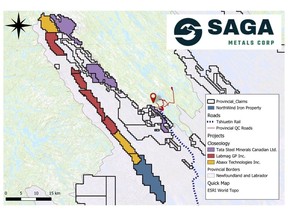 Regional map of the North Wind Iron Ore Project in Labrador, Canada