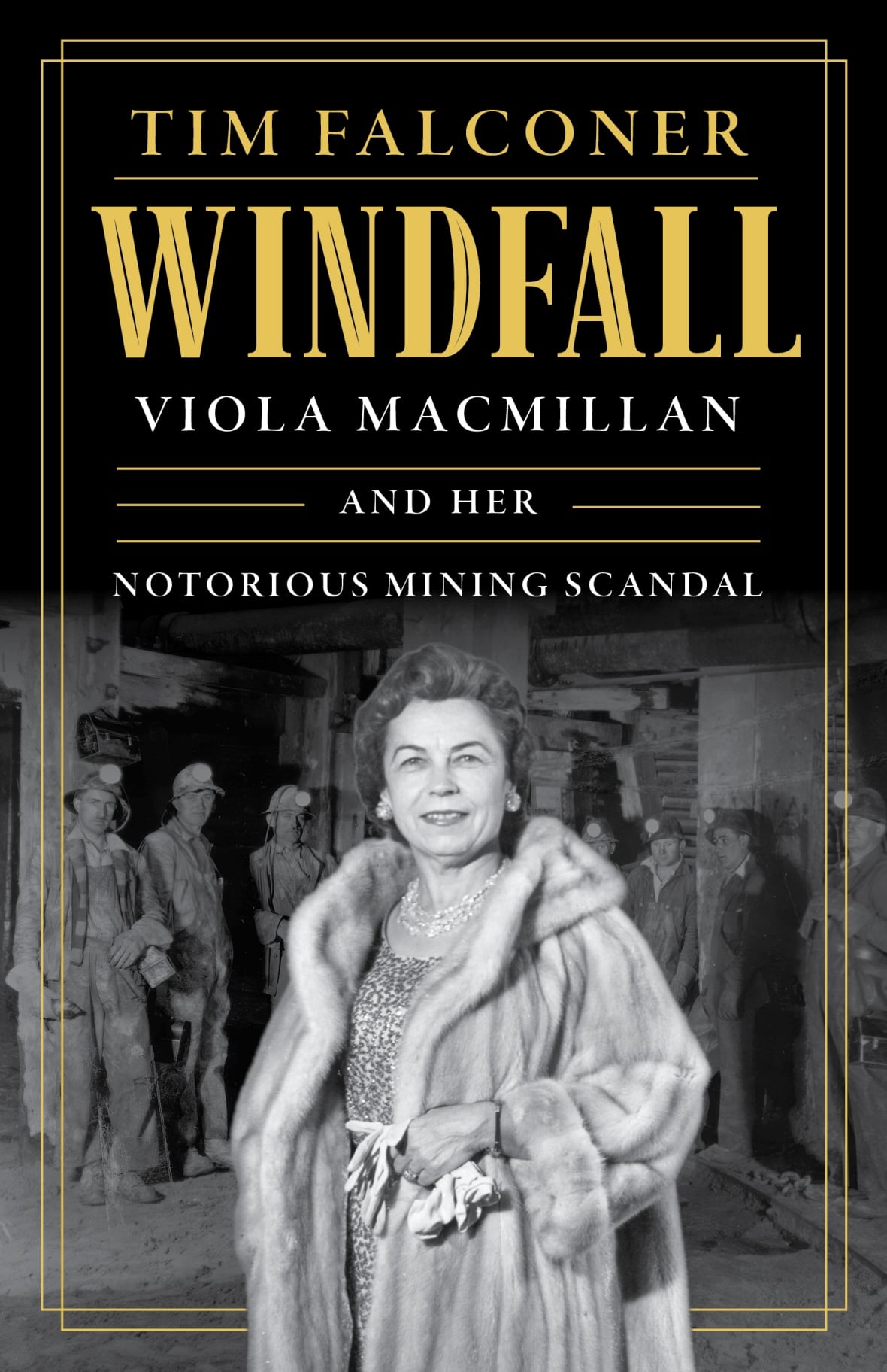 A book cover with a black and white image of a woman wearing a fur coat.