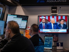 Traders work on the floor of the New York Stock Exchange in New York City on March 5.